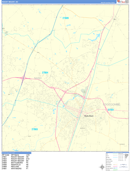 Rocky Mount City Digital Map Basic Style